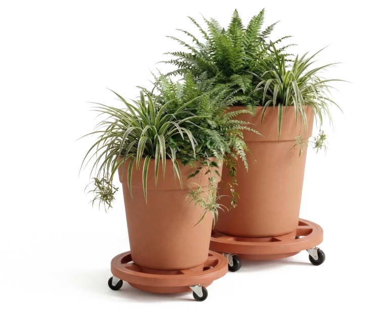 Set de macetas plásticas decorativas con diseño minimalista para interiores y exteriores.