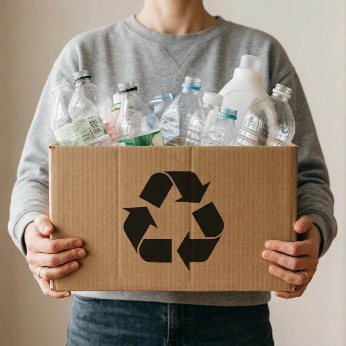 Compromiso Delpino con la sostenibilidad y el uso de materiales reciclables en la producción de macetas.